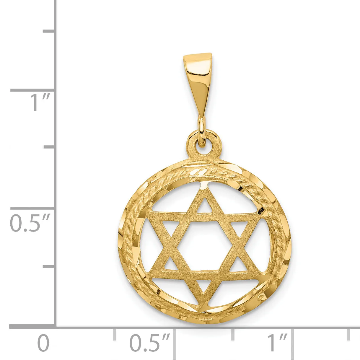 14K Gold Star of David Charm with Concave Design  Elegant Symbol of Faith