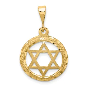 14K Gold Star of David Charm with Concave Design  Elegant Symbol of Faith
