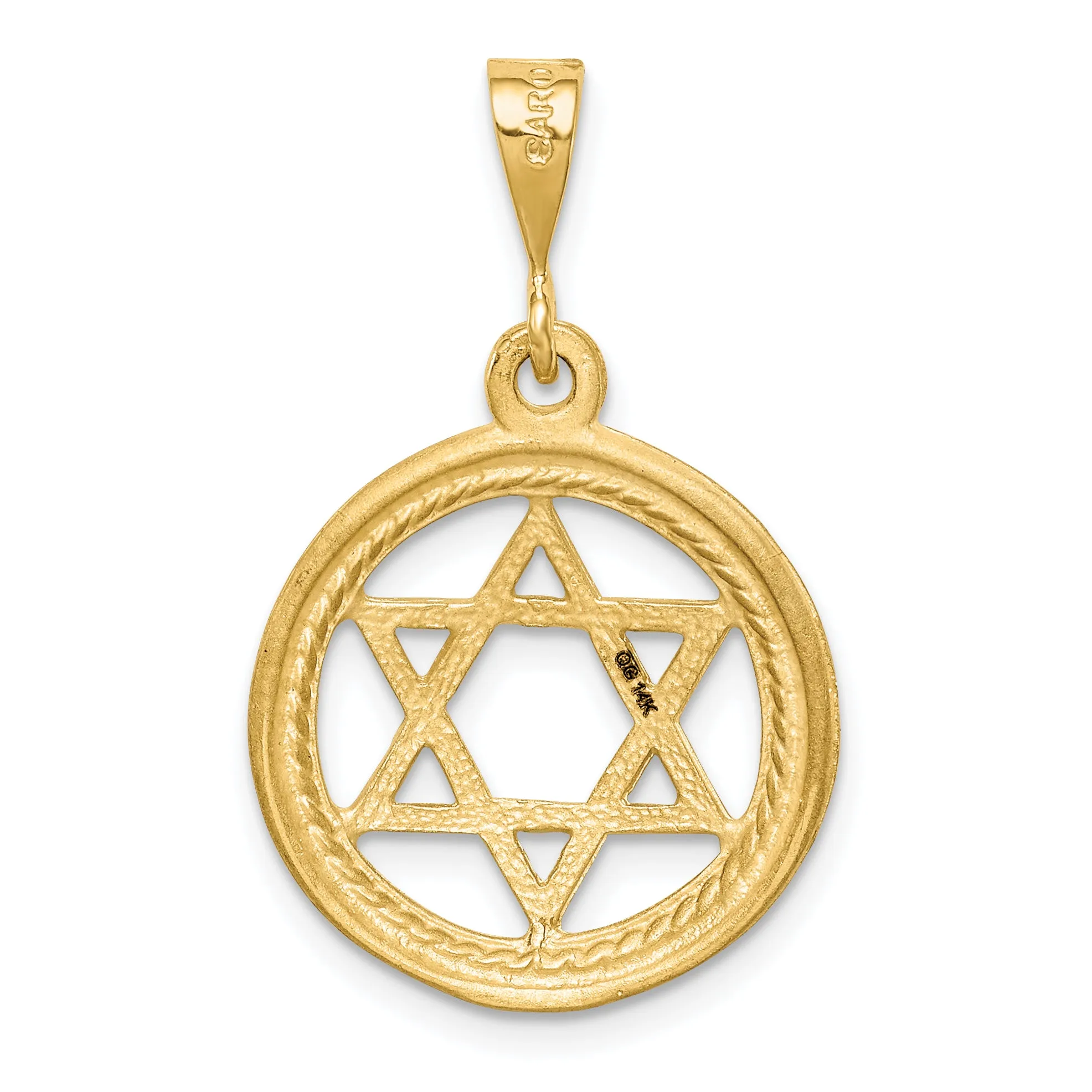 14K Gold Star of David Charm with Concave Design  Elegant Symbol of Faith