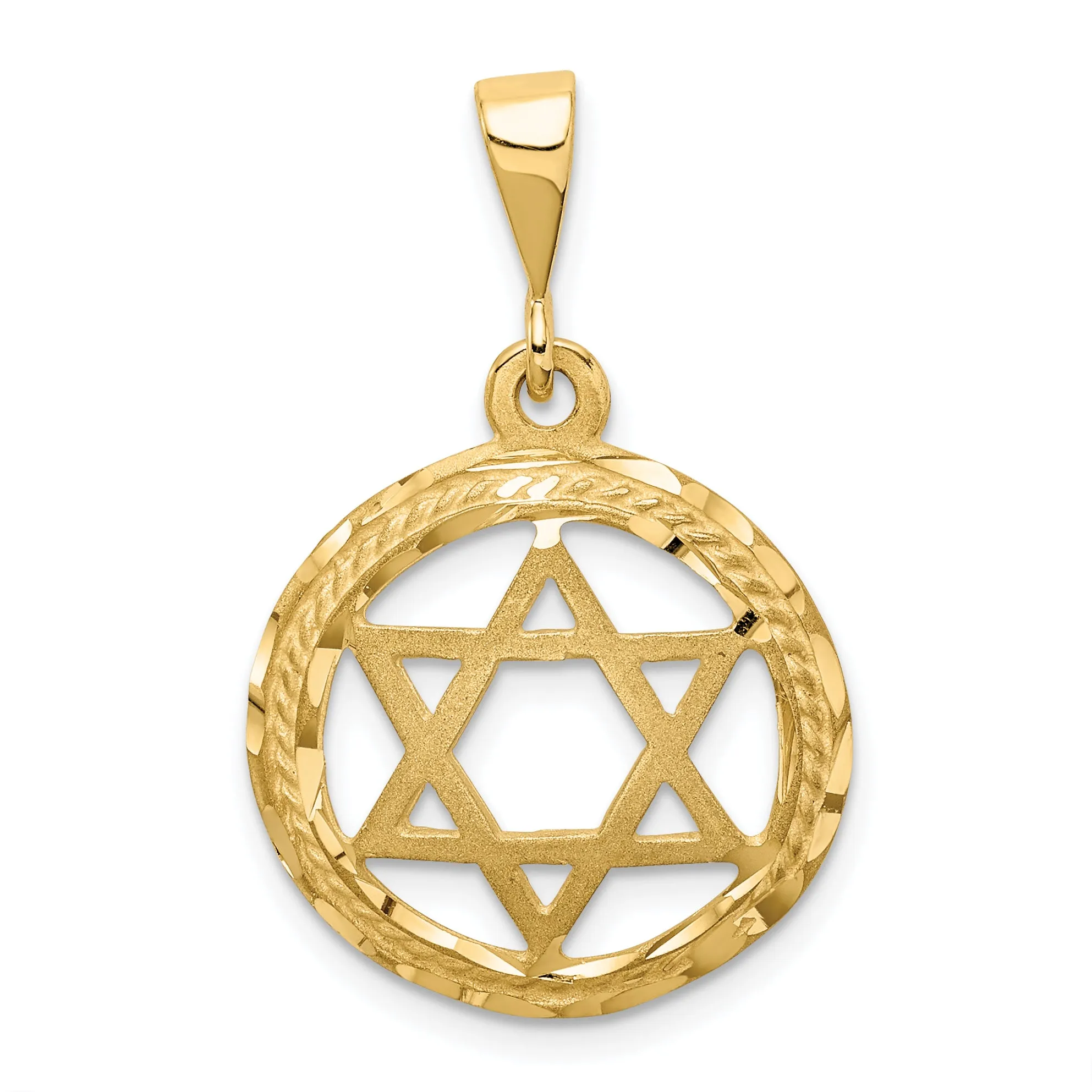 14K Gold Star of David Charm with Concave Design  Elegant Symbol of Faith