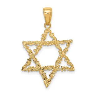 14K Gold Star of David Pendant Solid Casted Design by Sophia Jewelers