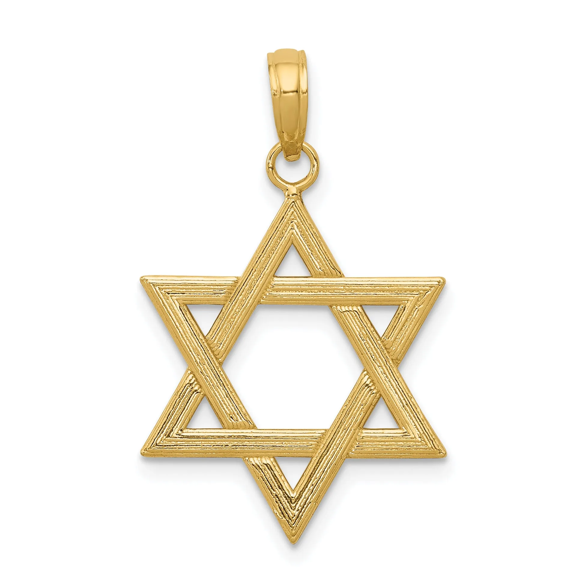 14K Gold Star of David Pendant with Polished Finish  Sophisticated & Solid Design