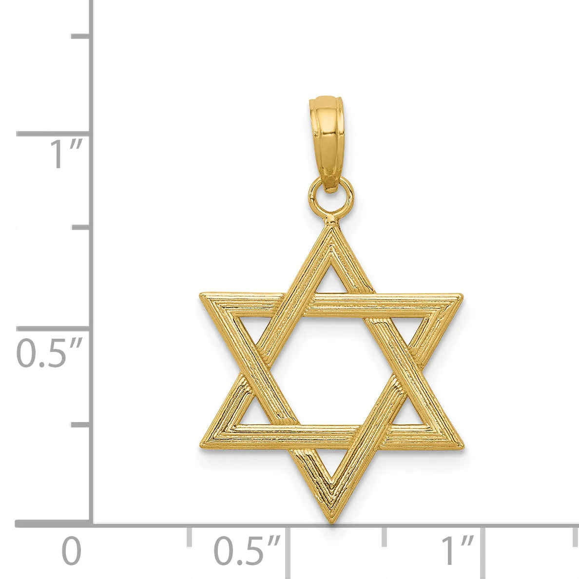14K Gold Star of David Pendant with Polished Finish  Sophisticated & Solid Design