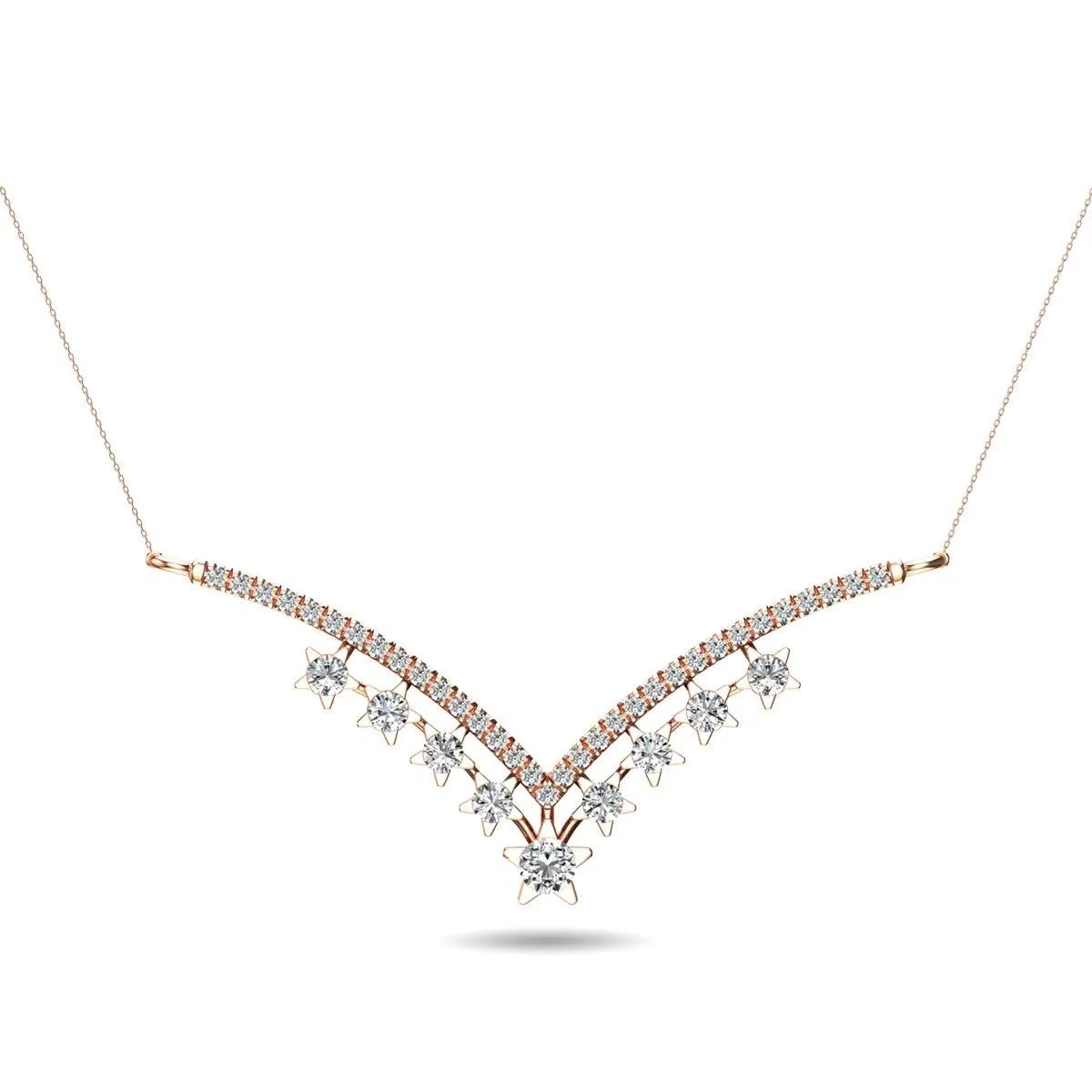 14K Rose Gold 1/3 Ct.Tw. Diamond Star Necklace