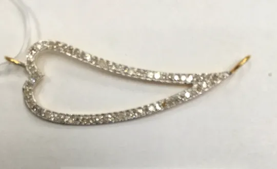 14k Solid Gold Open Leaf Shape Diamond Pendants