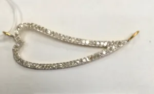 14k Solid Gold Open Leaf Shape Diamond Pendants