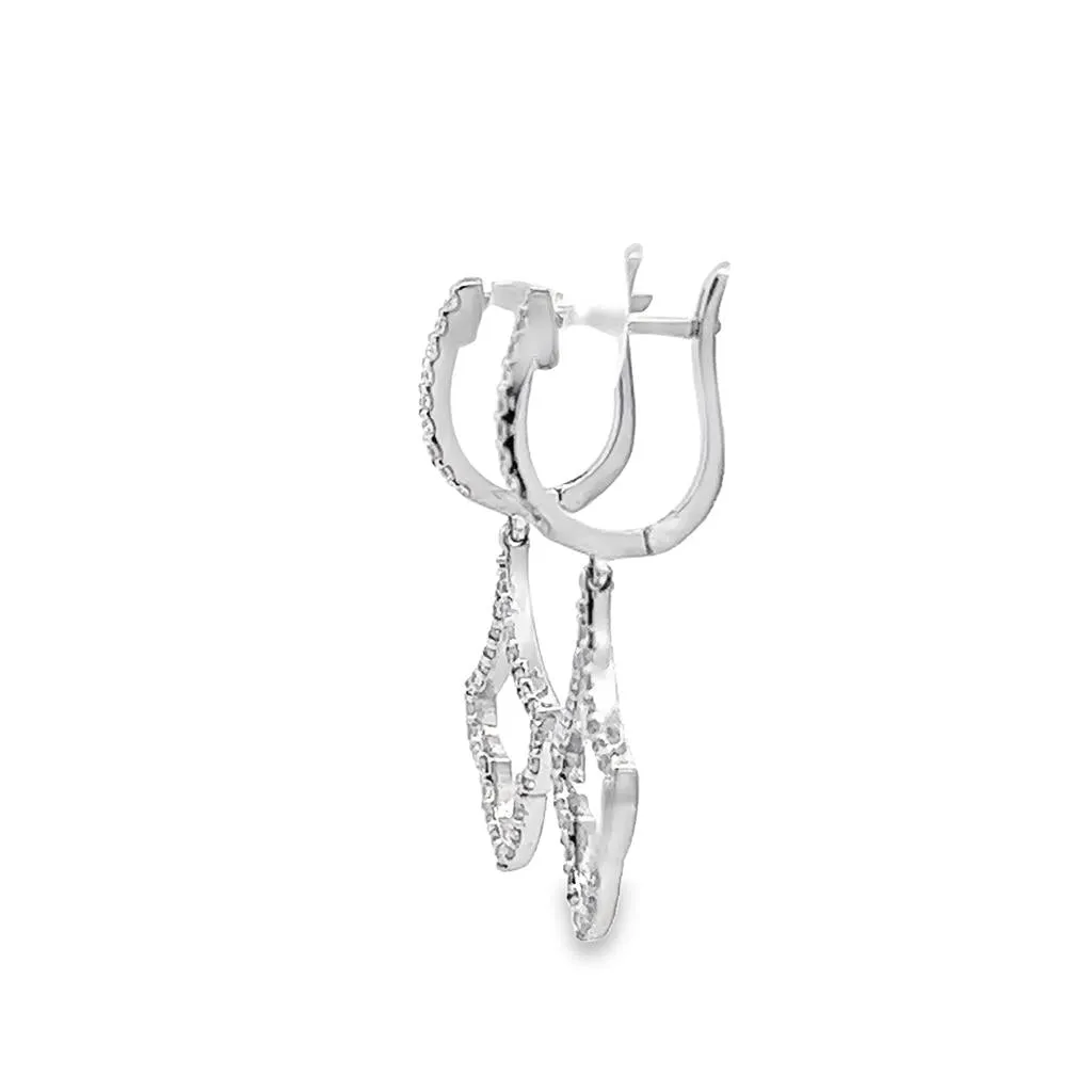 14K White Gold 0.55ctw Diamond Drop Earrings