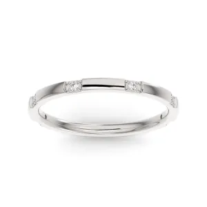 14K White Gold Six Spaced Stone Lab Grown Diamond Wedding Band