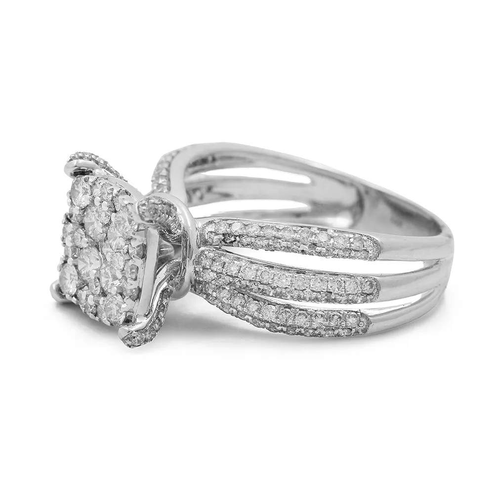 14K White Gold Women's Contemporary Diamond Engagement Ring with 1.61 TW Round Diamonds