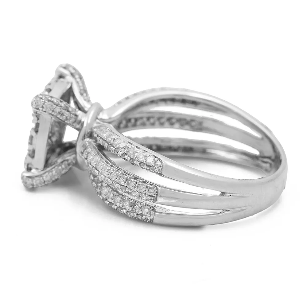 14K White Gold Women's Contemporary Diamond Engagement Ring with 1.61 TW Round Diamonds