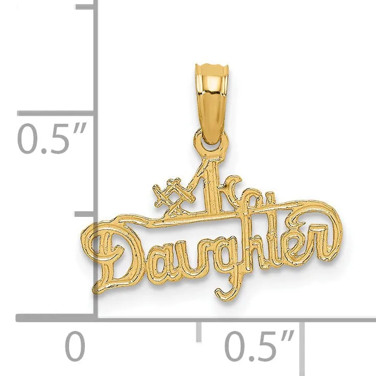 14K Yellow Gold #1 DAUGHTER in Script Design Pendant