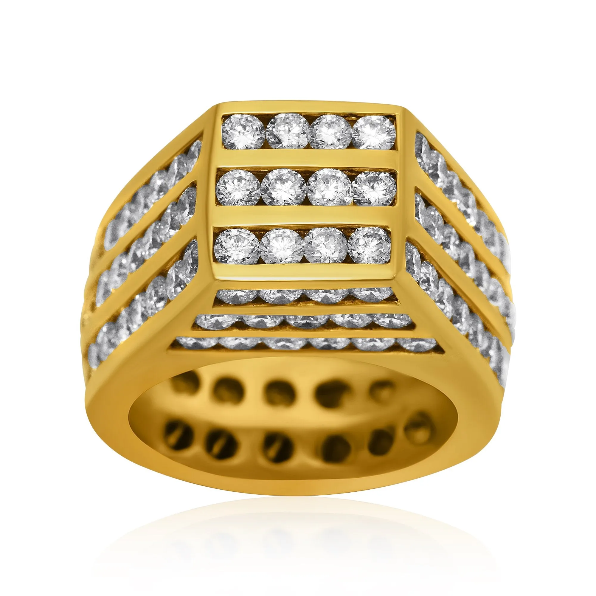 14k Yellow Gold Diamond Tower Ring 9 Ctw