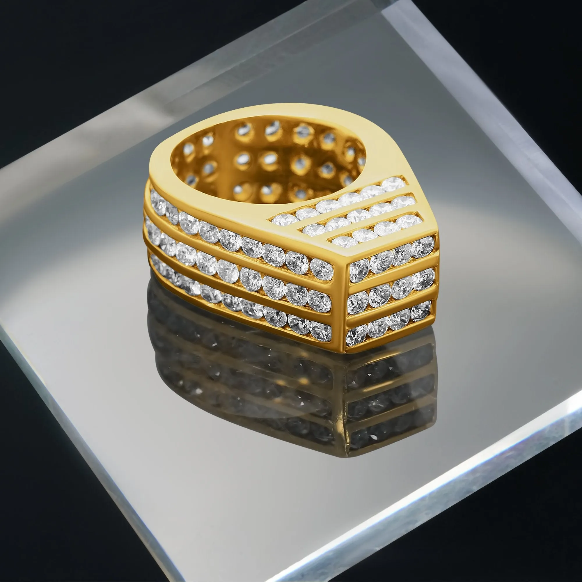 14k Yellow Gold Diamond Tower Ring 9 Ctw