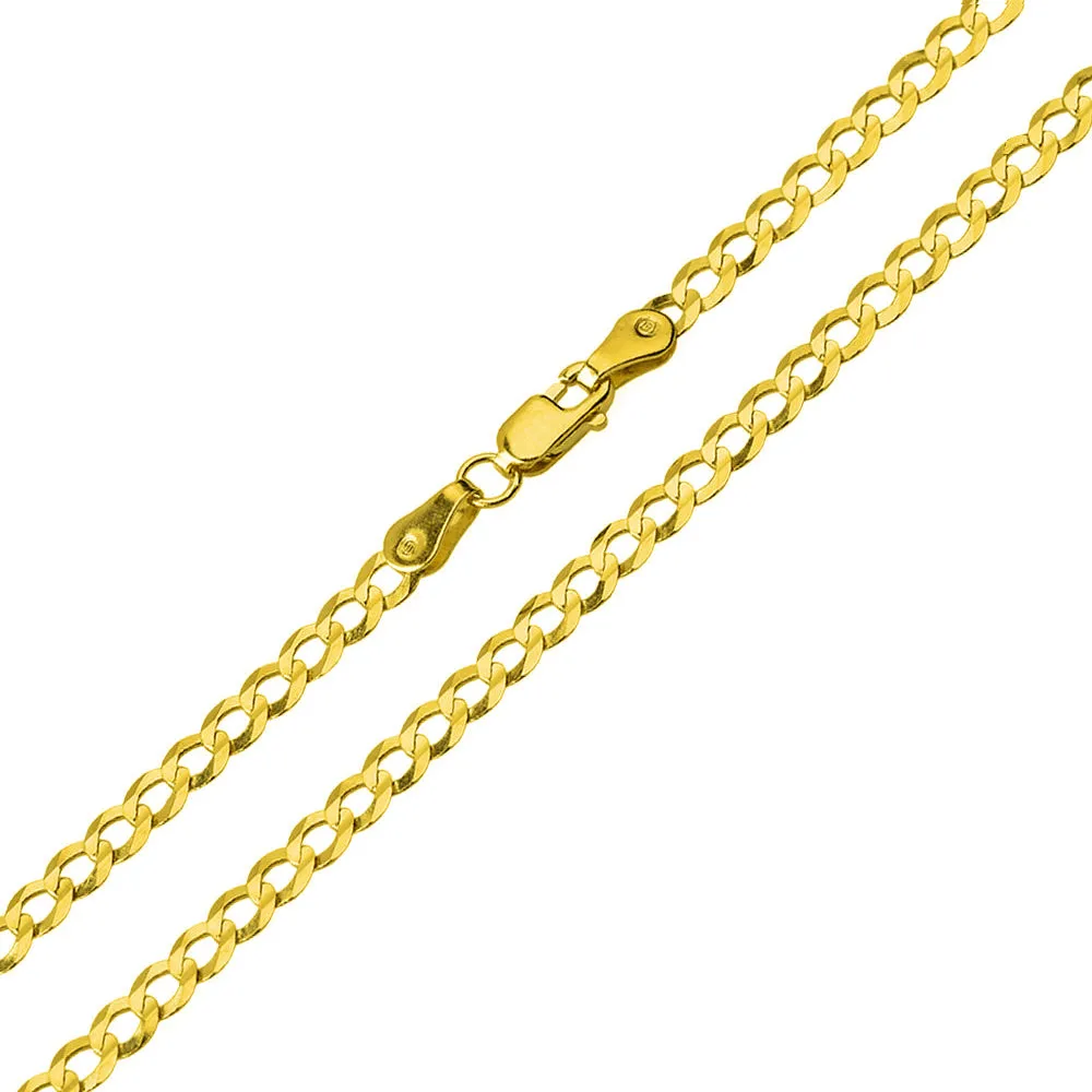14k Yellow Gold Religious Baptism Christening On Elegant Medal Pendant with Cuban Chain Curb Necklace