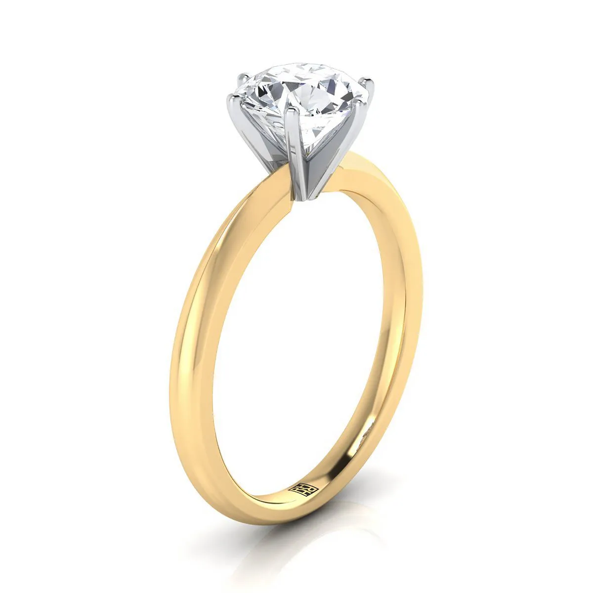 14K Yellow Gold Round Brilliant Ruby Pinched Comfort Fit Claw Prong Solitaire Engagement Ring