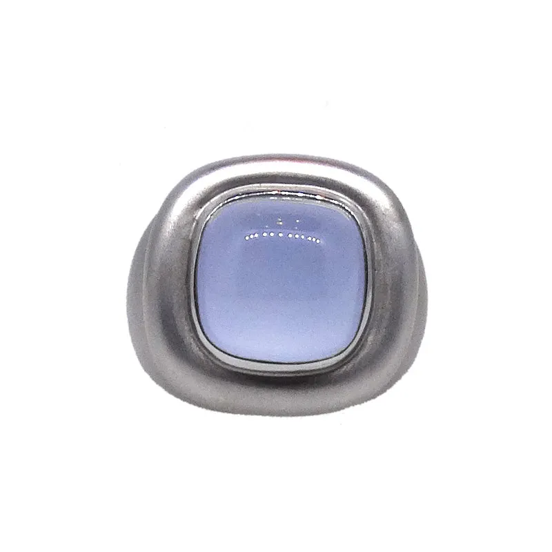 14KT W/G Aquamarine Cabochon Ring