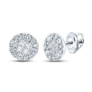 14kt White Gold Diamond Circle Earrings - Sparkling Elegance
