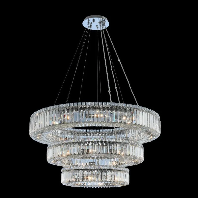 (18 26 36) Inch Round Crystal Chandelier Three Tiers Modern Chandelier for Living Room