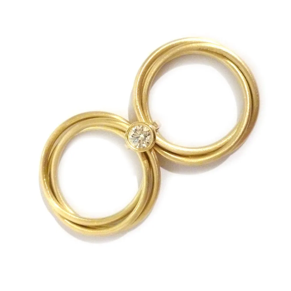 18ct gold 6 band "Russian style" multi band diamond ring