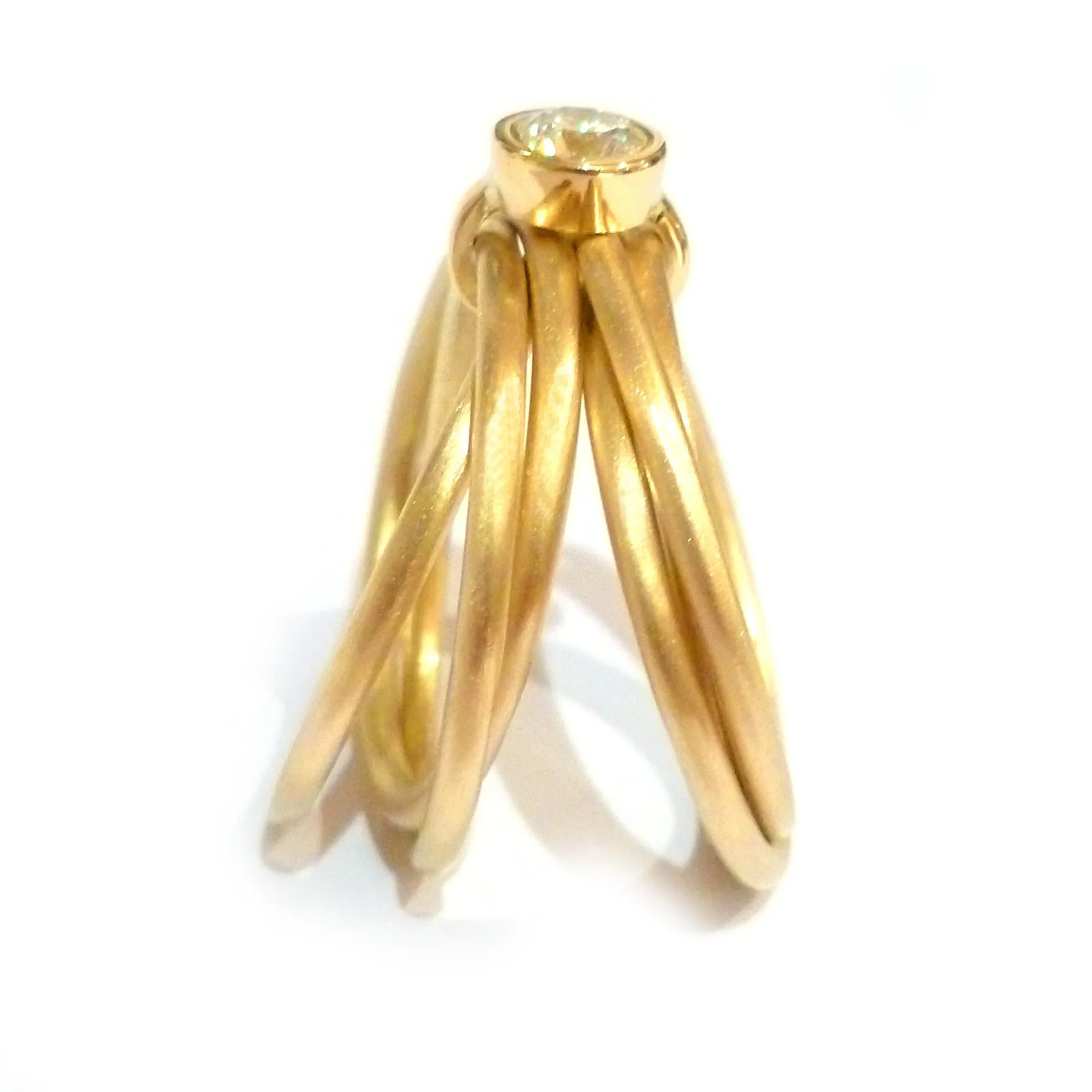 18ct gold 6 band "Russian style" multi band diamond ring