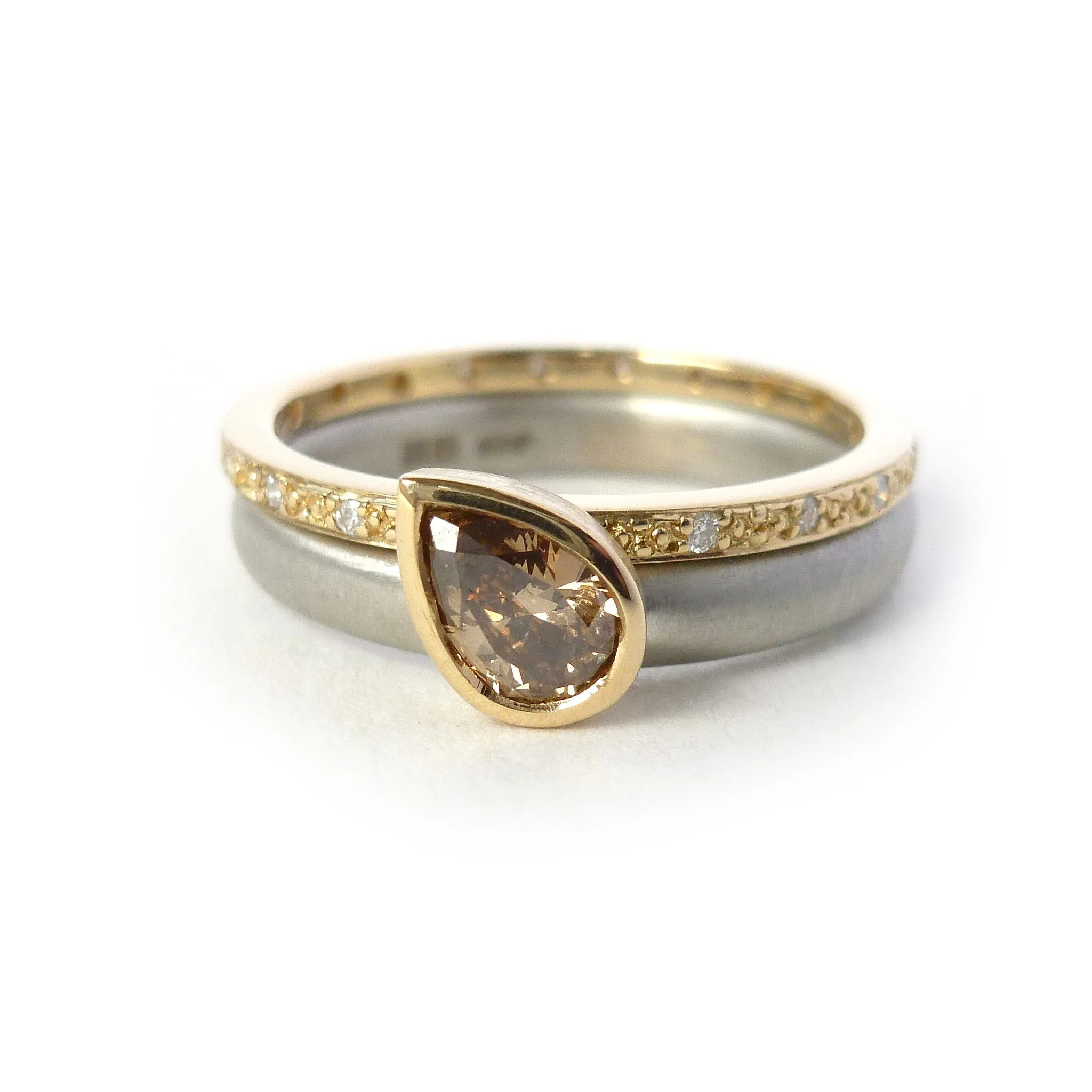 18ct gold and pave set diamond ring