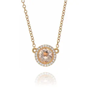 18ct Rose Gold 0.66ct Morganite And Diamond Cluster Necklace