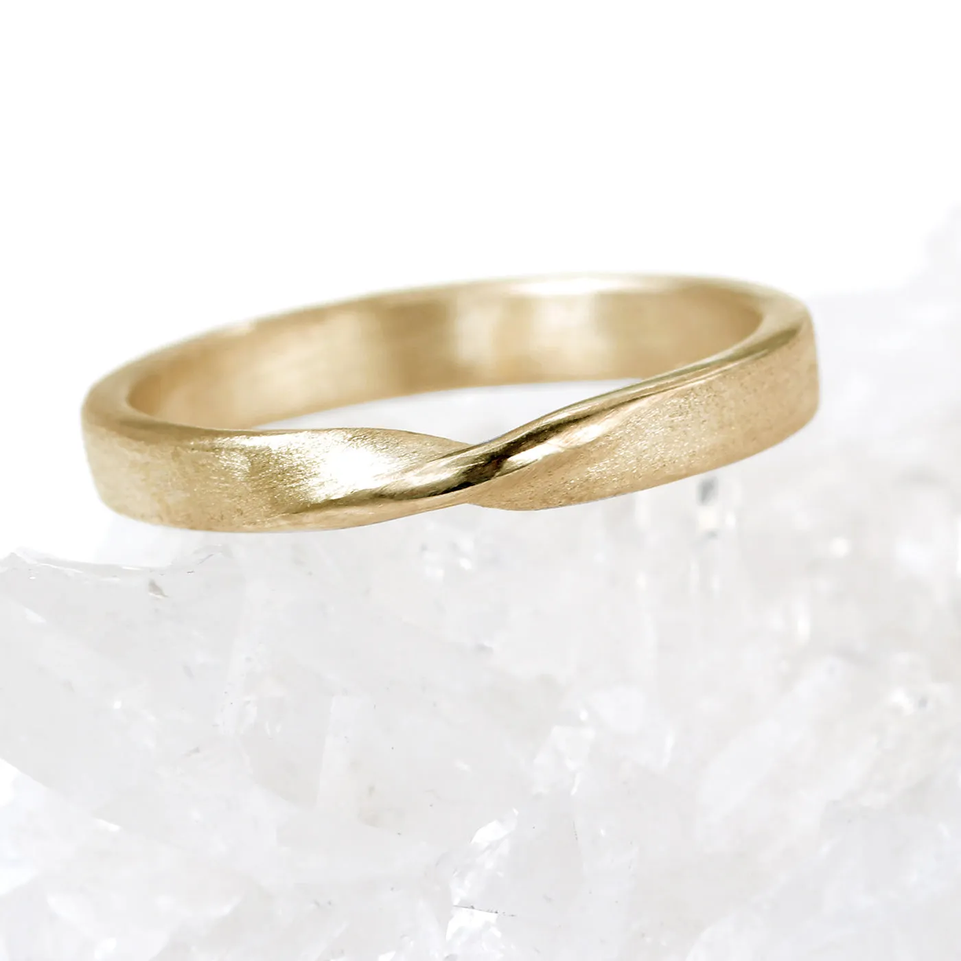 18ct Rose Gold 3mm Spun Silk Ribbon Twist Wedding Ring
