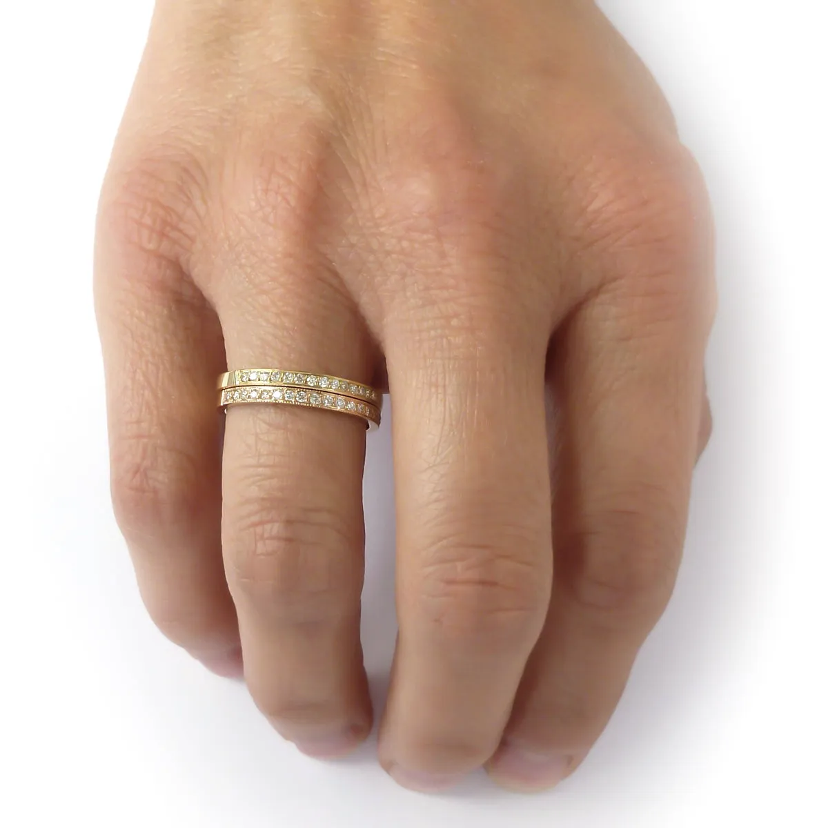 18ct rose gold and pave set diamond eternity ring