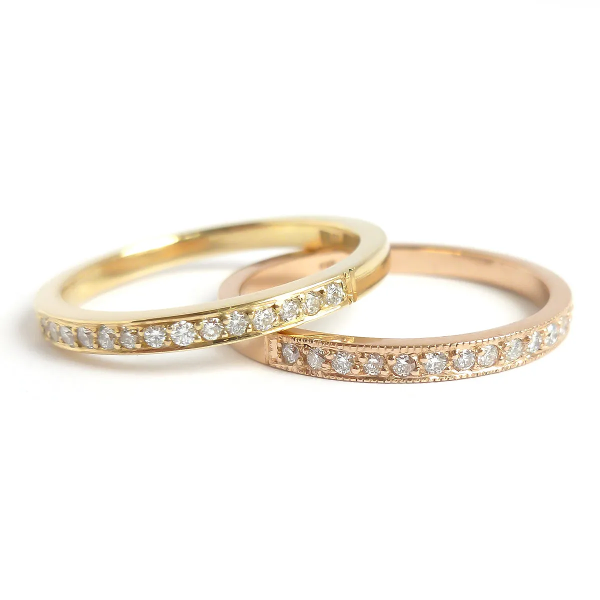 18ct rose gold and pave set diamond eternity ring