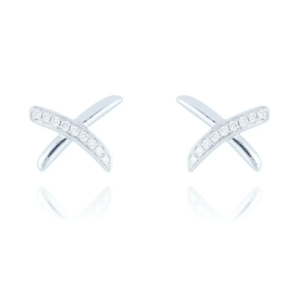 18ct White Gold 0.06ct Diamond Kiss Stud Earrings