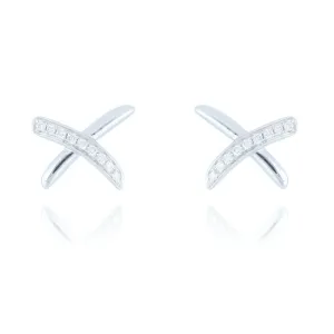 18ct White Gold 0.06ct Diamond Kiss Stud Earrings