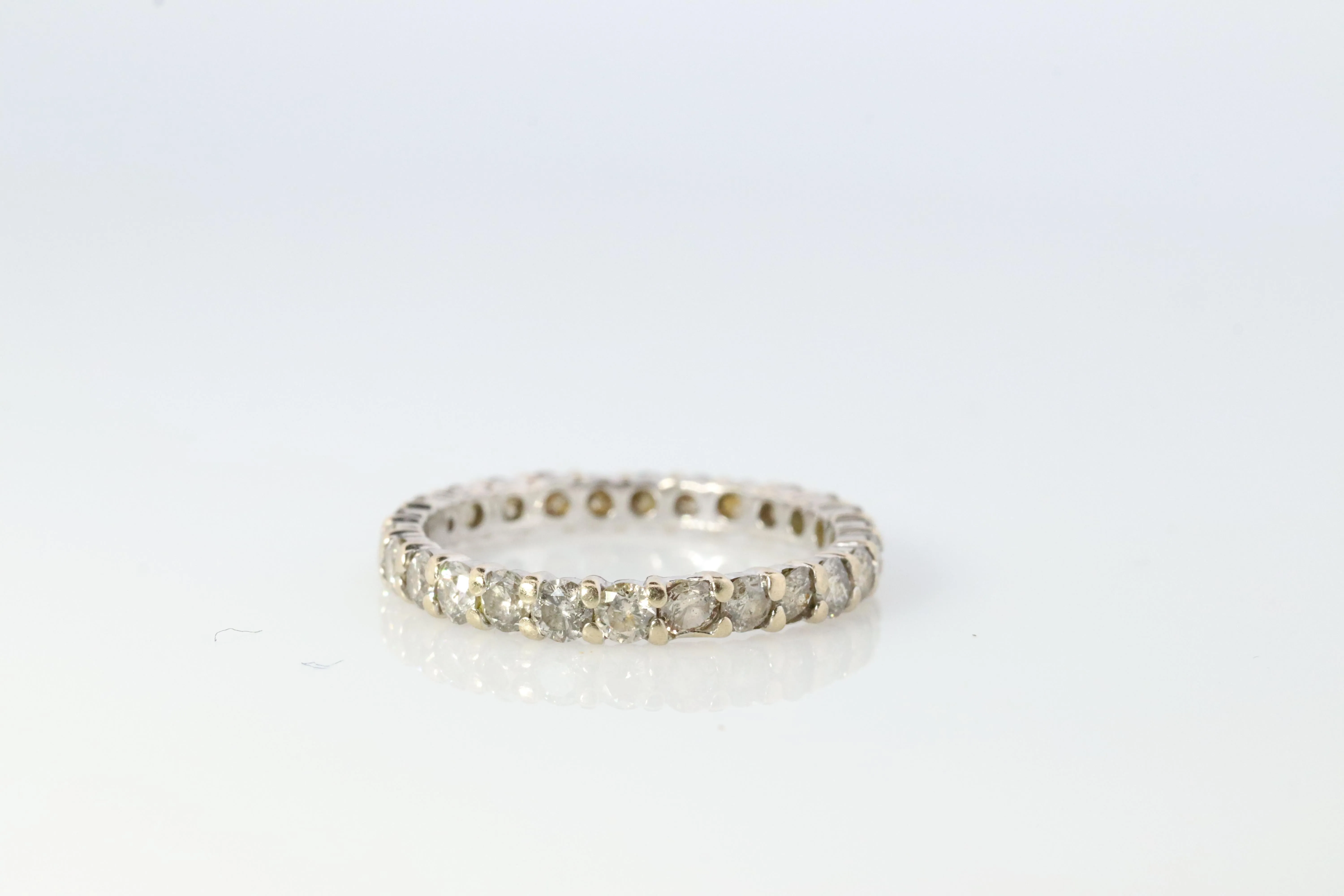 18k Diamond full eternity band. 18k White Gold 1ctw Full anniversary Ring.