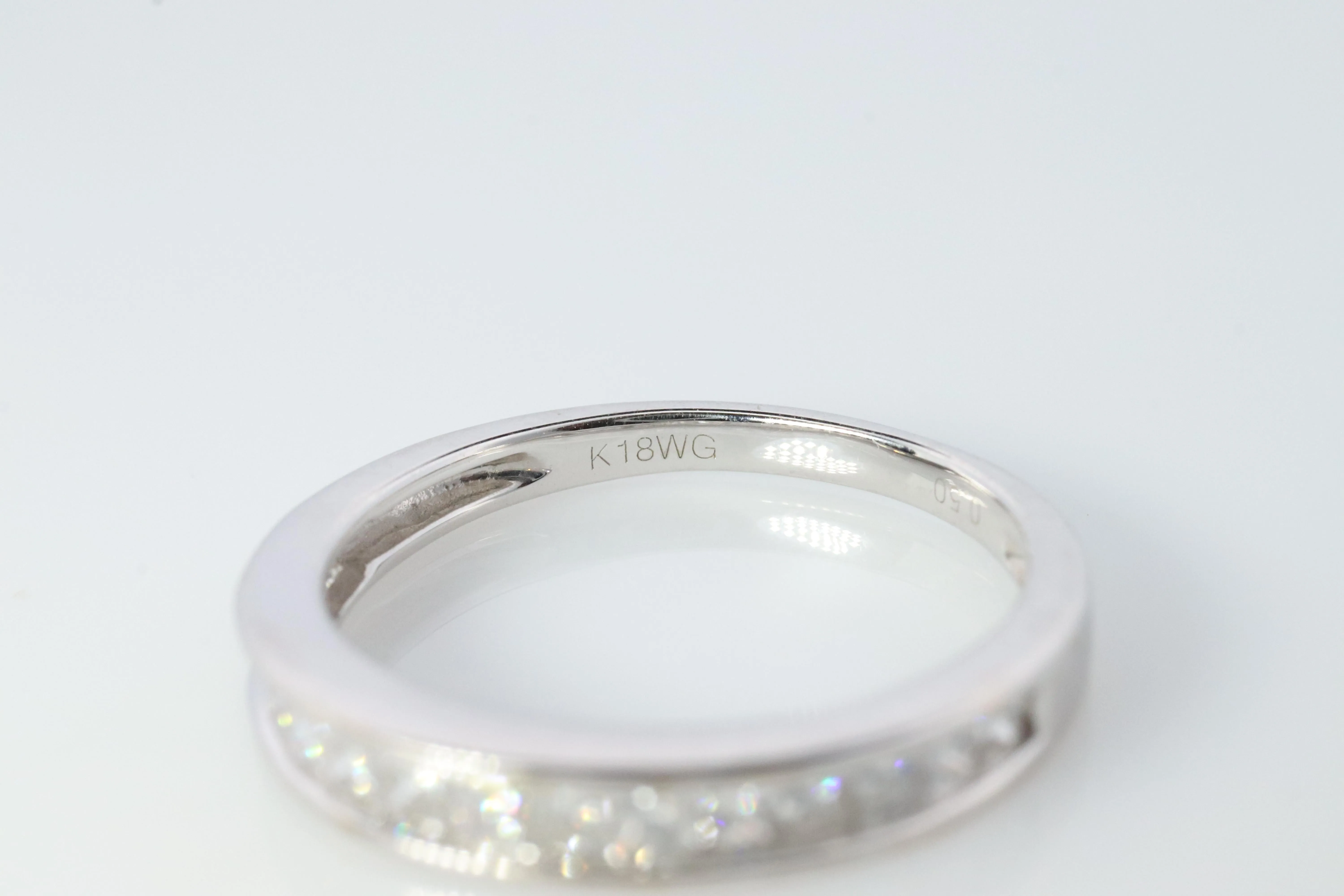 18k Diamond Princess eternity band. 18k White Gold 0.5ctw half anniversary Ring.