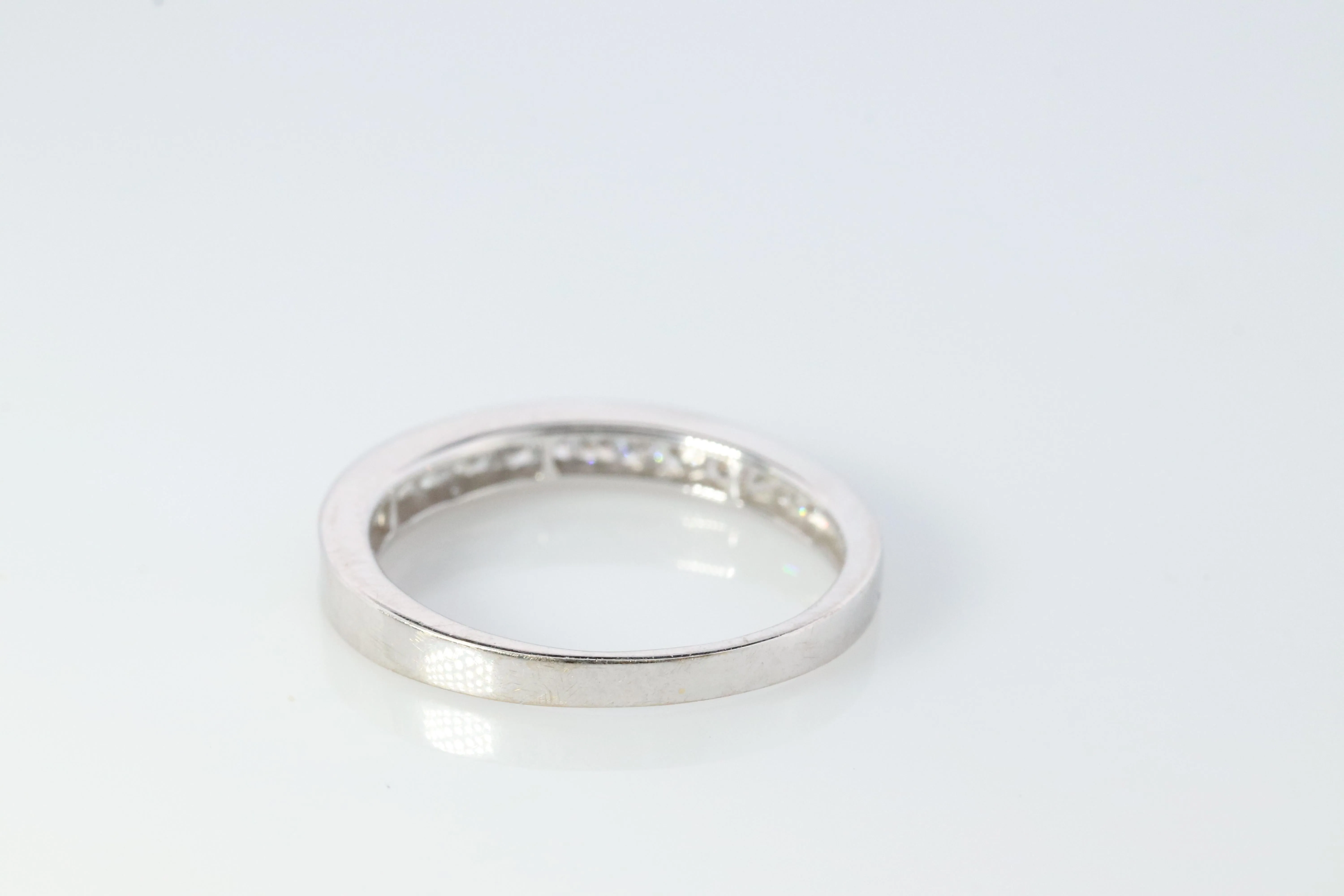 18k Diamond Princess eternity band. 18k White Gold 0.5ctw half anniversary Ring.