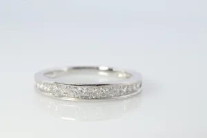 18k Diamond Princess eternity band. 18k White Gold 0.5ctw half anniversary Ring.