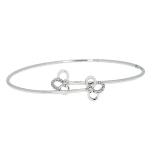 18K White Gold & 0.10 ct Diamond Bangle (3.74 grams)