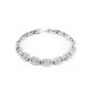 18K White Gold Tdw. 3.07ct Diamond Anchor Bracelet - 20719456
