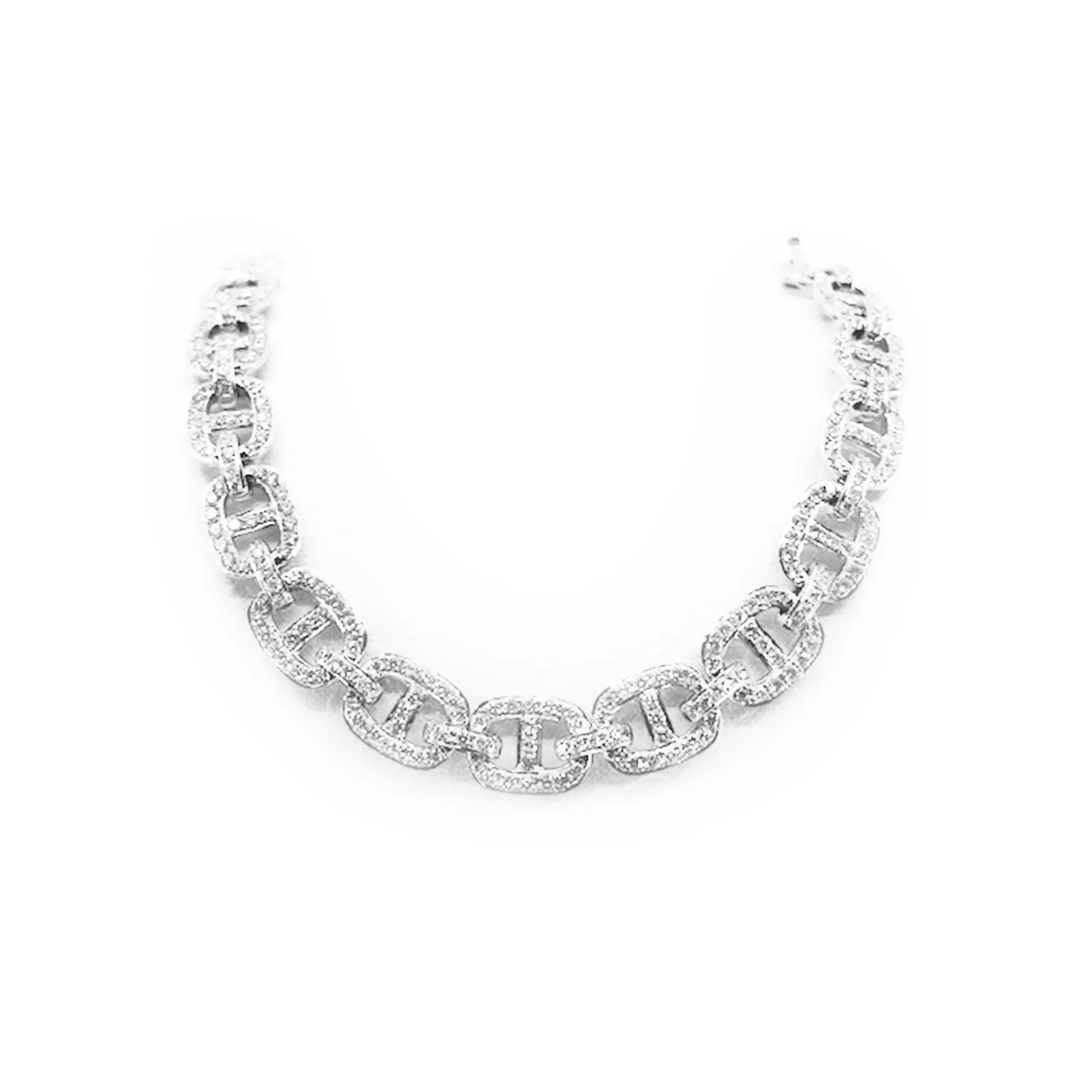 18K White Gold Tdw. 3.07ct Diamond Anchor Bracelet - 20719456