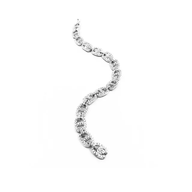 18K White Gold Tdw. 3.07ct Diamond Anchor Bracelet - 20719456