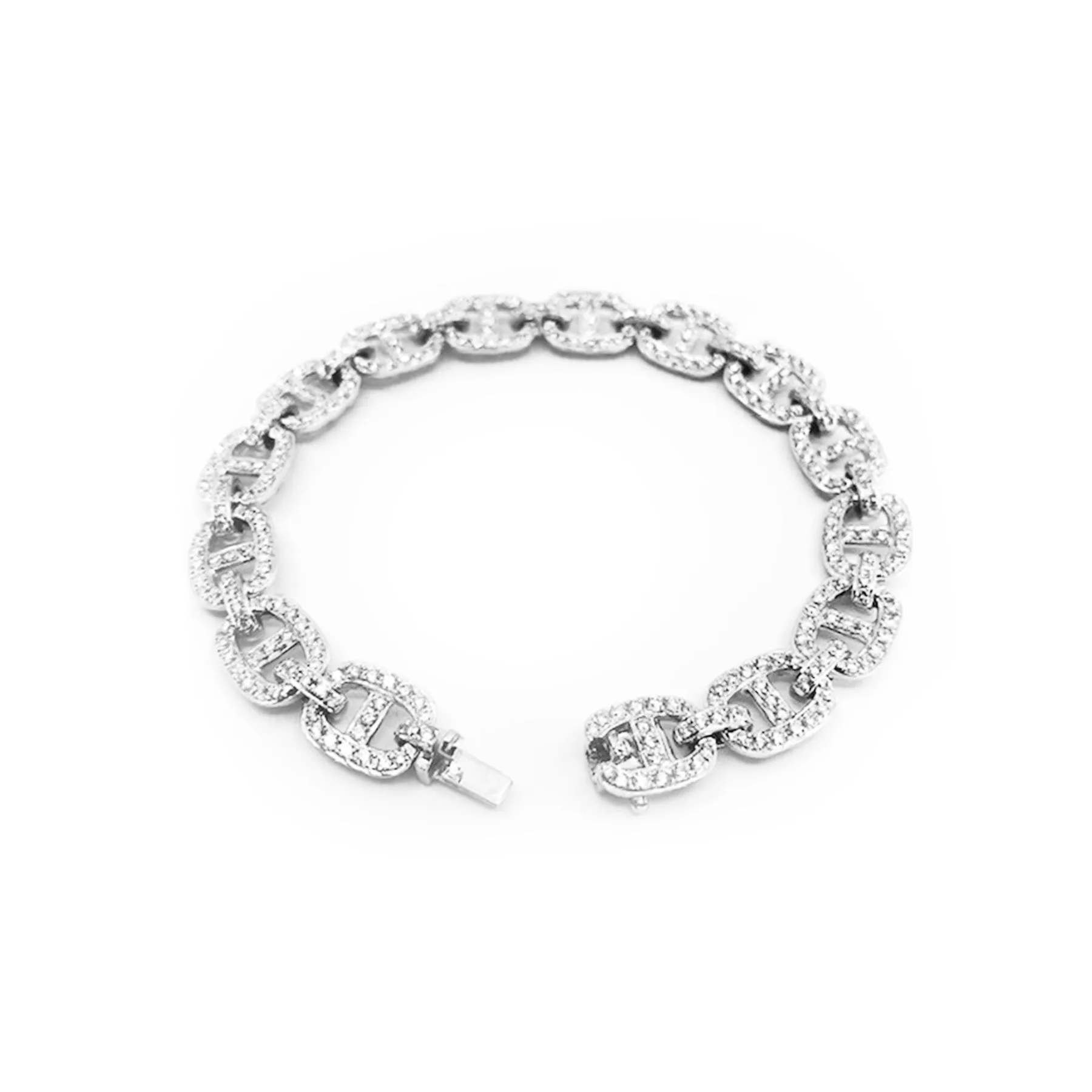 18K White Gold Tdw. 3.07ct Diamond Anchor Bracelet - 20719456