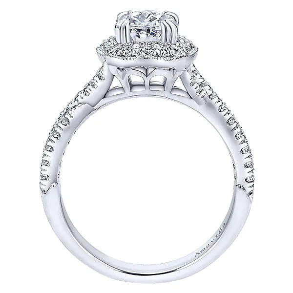 18k White Gold Woven Diamond Halo Engagement Ring - ER10466W83JJ