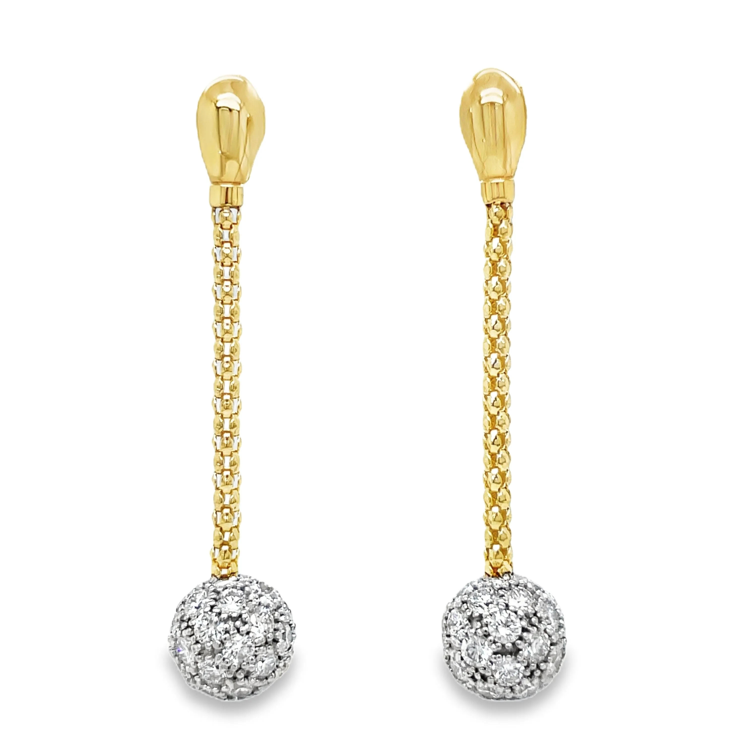 18k Yellow Gold Diamond Long Earrings Stella Milano
