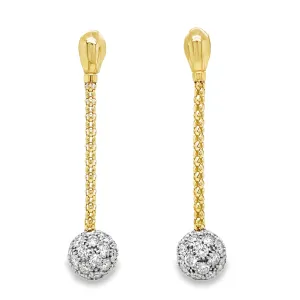 18k Yellow Gold Diamond Long Earrings Stella Milano