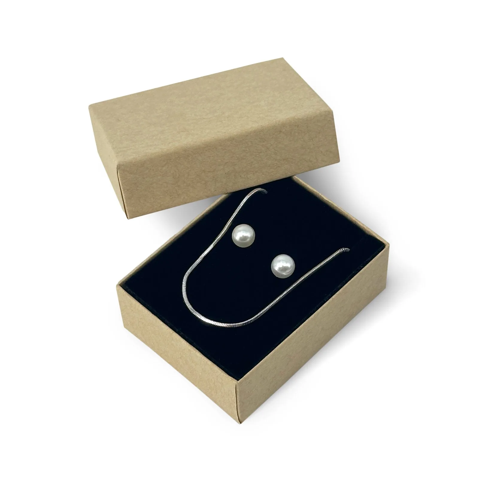 2 1/8" x 1 5/8" Kraft Paper Earring Box with Black Foam Insert