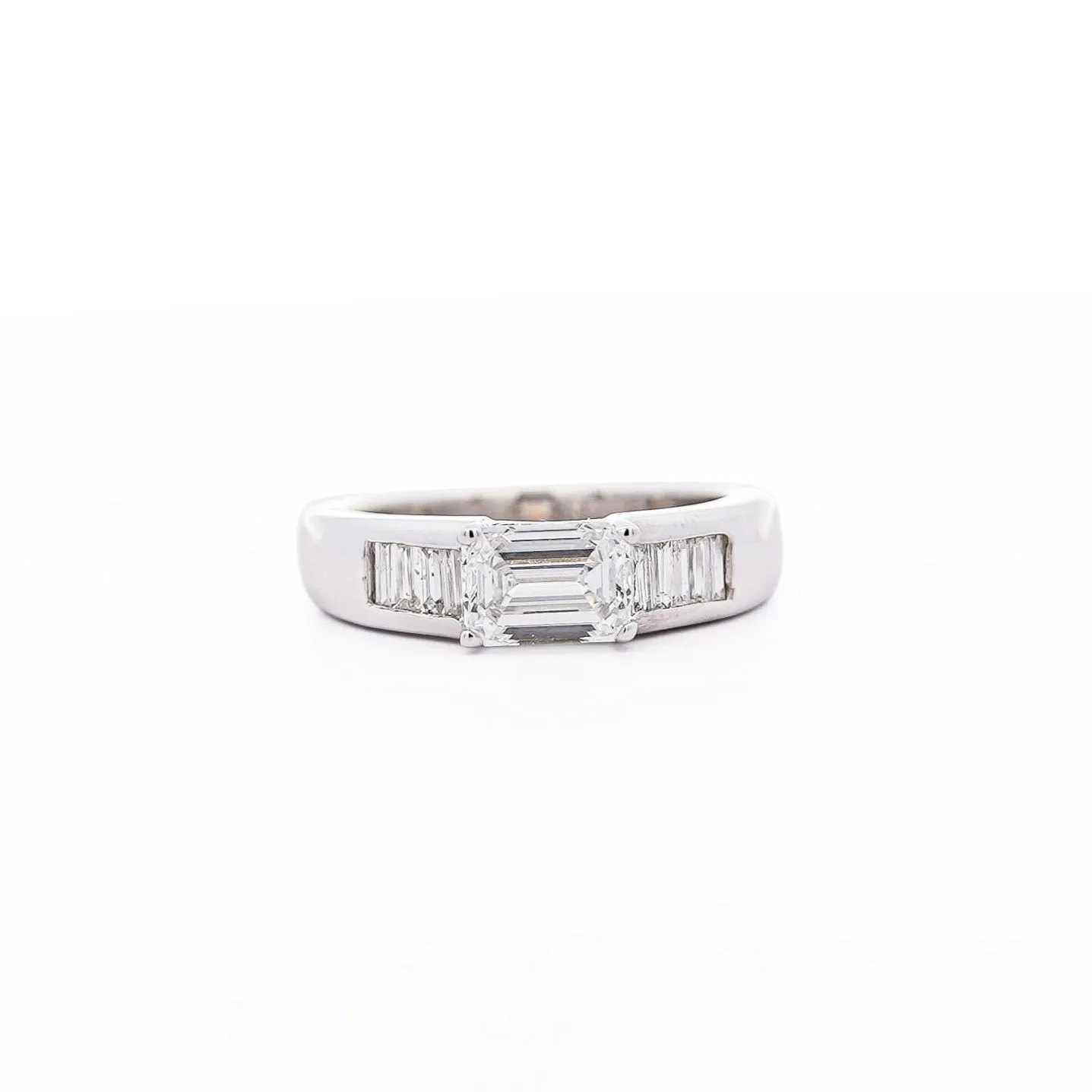 2.13 Carat Emerald & Baguette Cut Lab Grown Diamond East West Channel Ring