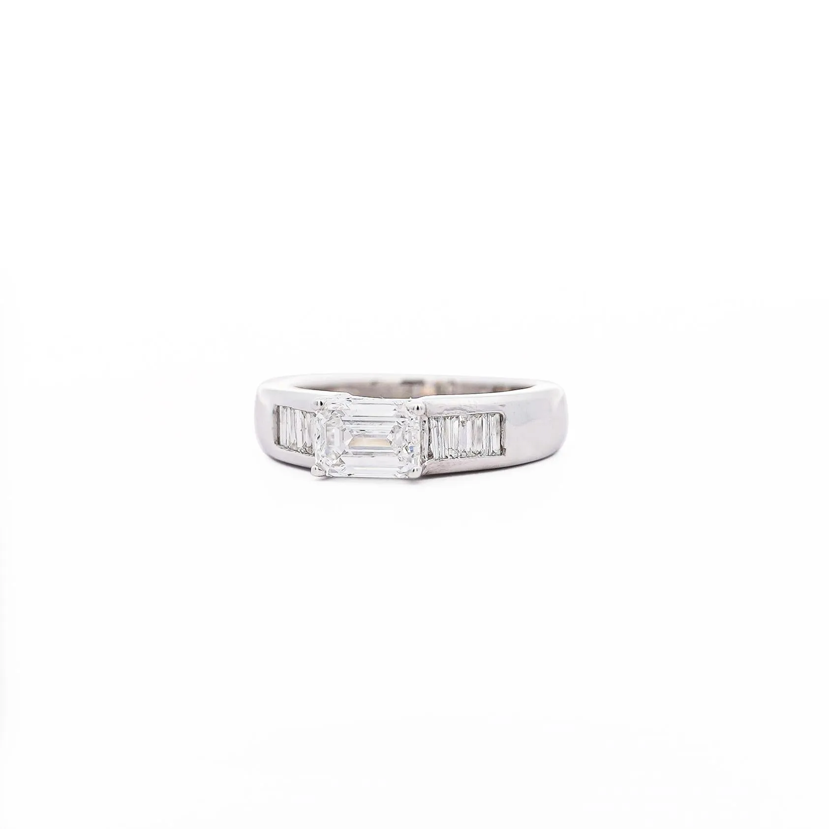 2.13 Carat Emerald & Baguette Cut Lab Grown Diamond East West Channel Ring