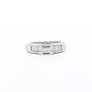 2.13 Carat Emerald & Baguette Cut Lab Grown Diamond East West Channel Ring