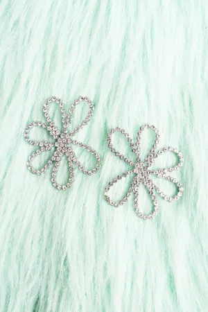 25% OFF! Crystal Bay Flower Silvertone Earrings