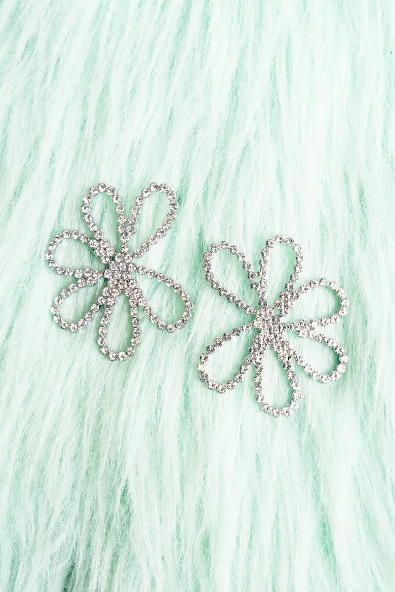 25% OFF! Crystal Bay Flower Silvertone Earrings