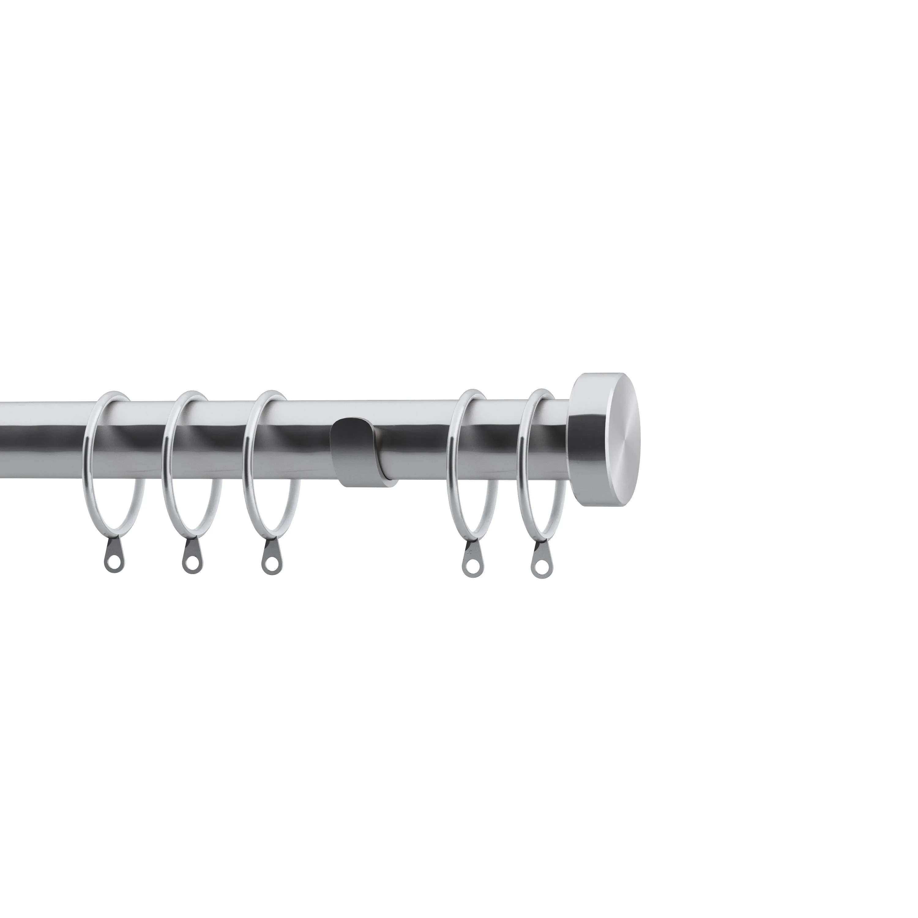 28mm Stud Fixed Metal Curtain Pole Satin Silver